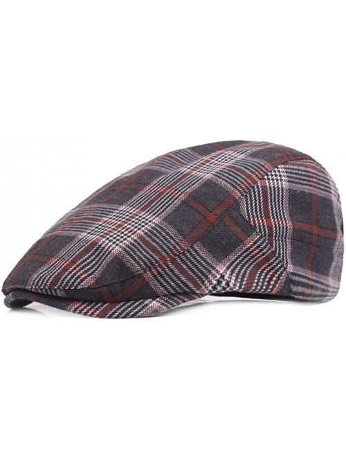 Newsboy Caps Men's Fashion Newsboy Hats Golf Peaked Cap Cotton Plaid Flat Driving - Style3 Orange - CF18G4C966Y $20.07