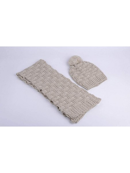 Skullies & Beanies Women Girls Winter Warm Fashion Knitted Hat Beanie Scarf Set - Beige - CC18ILS7RIS $23.09