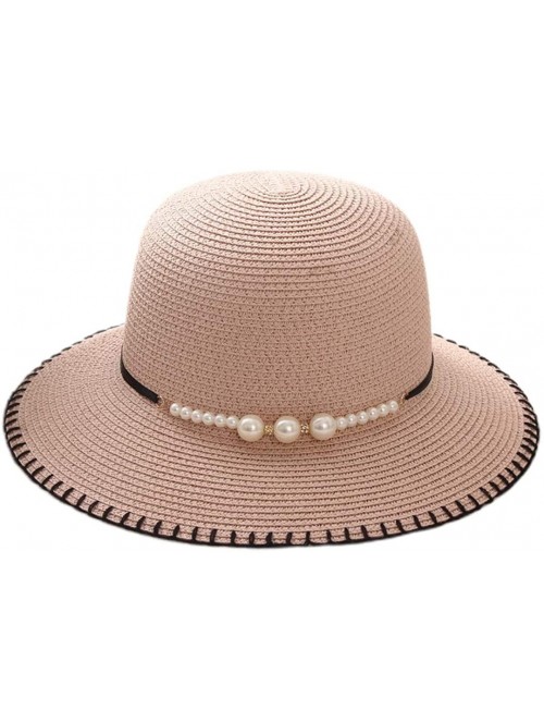 Sun Hats Cute Girls Sunhat Straw Hat Tea Party Hat Set with Purse - Bare Pink 2 - CS193TNC9IZ $16.76