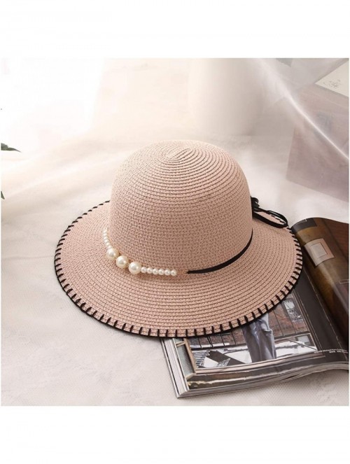 Sun Hats Cute Girls Sunhat Straw Hat Tea Party Hat Set with Purse - Bare Pink 2 - CS193TNC9IZ $16.76