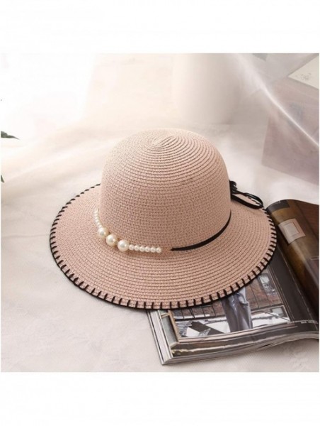 Sun Hats Cute Girls Sunhat Straw Hat Tea Party Hat Set with Purse - Bare Pink 2 - CS193TNC9IZ $16.76