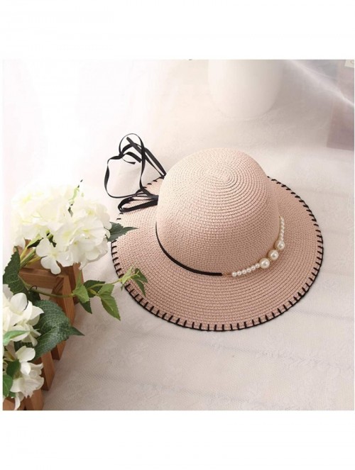 Sun Hats Cute Girls Sunhat Straw Hat Tea Party Hat Set with Purse - Bare Pink 2 - CS193TNC9IZ $16.76