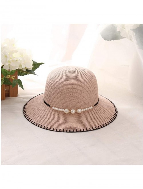 Sun Hats Cute Girls Sunhat Straw Hat Tea Party Hat Set with Purse - Bare Pink 2 - CS193TNC9IZ $16.76