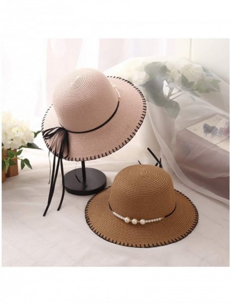 Sun Hats Cute Girls Sunhat Straw Hat Tea Party Hat Set with Purse - Bare Pink 2 - CS193TNC9IZ $16.76