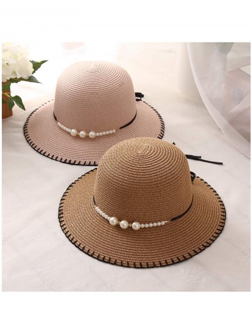 Sun Hats Cute Girls Sunhat Straw Hat Tea Party Hat Set with Purse - Bare Pink 2 - CS193TNC9IZ $16.76