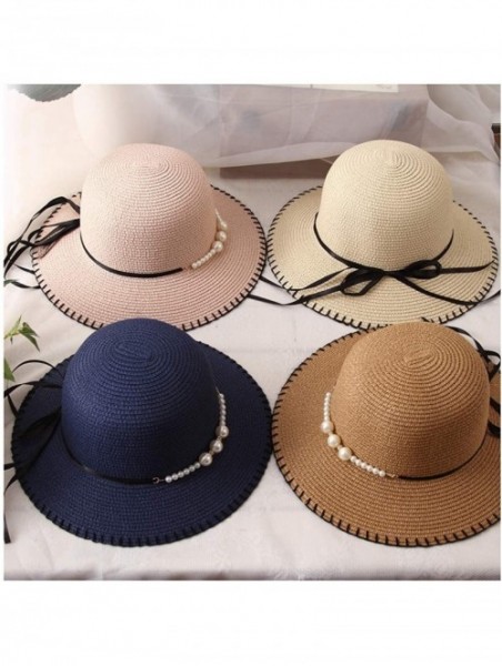 Sun Hats Cute Girls Sunhat Straw Hat Tea Party Hat Set with Purse - Bare Pink 2 - CS193TNC9IZ $16.76