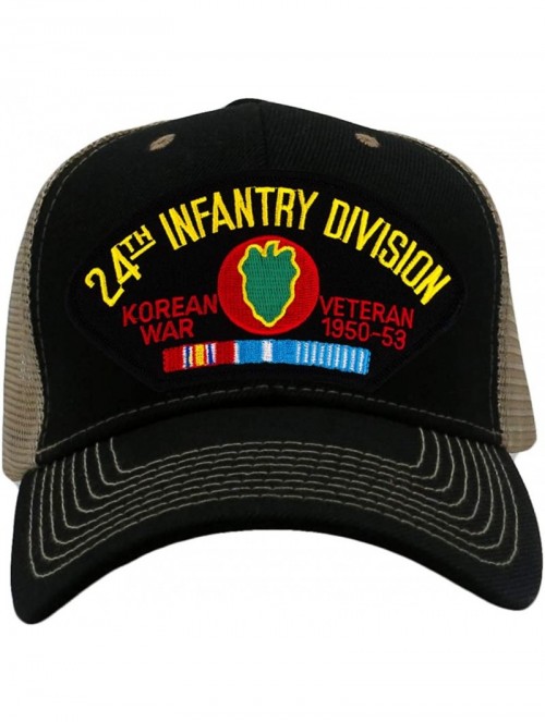 Baseball Caps 24th Infantry Division - Korea Hat/Ballcap Adjustable One Size Fits Most - Mesh-back Black & Tan - CZ18OOWT4YQ ...