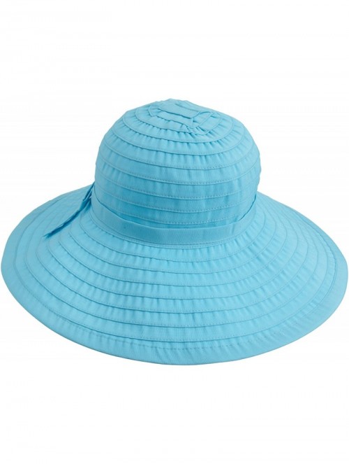 Sun Hats Women's Ribbon Large Brim Hat - Aqua - CE12O67P5JG $28.80