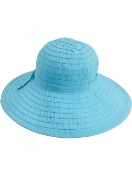 Sun Hats Women's Ribbon Large Brim Hat - Aqua - CE12O67P5JG $28.80