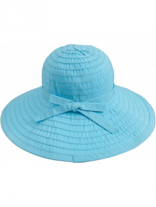 Sun Hats Women's Ribbon Large Brim Hat - Aqua - CE12O67P5JG $28.80