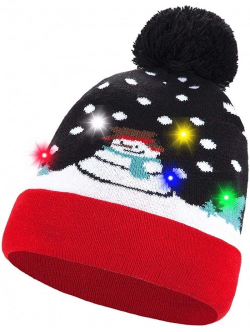 Skullies & Beanies LED Christmas Hat Light Up Beanie Knitted Sweater Holiday Celebrations Cap Xmas Gift - CA18A2DIKZK $15.29