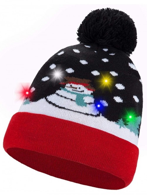 Skullies & Beanies LED Christmas Hat Light Up Beanie Knitted Sweater Holiday Celebrations Cap Xmas Gift - CA18A2DIKZK $15.29