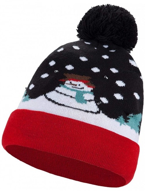 Skullies & Beanies LED Christmas Hat Light Up Beanie Knitted Sweater Holiday Celebrations Cap Xmas Gift - CA18A2DIKZK $15.29