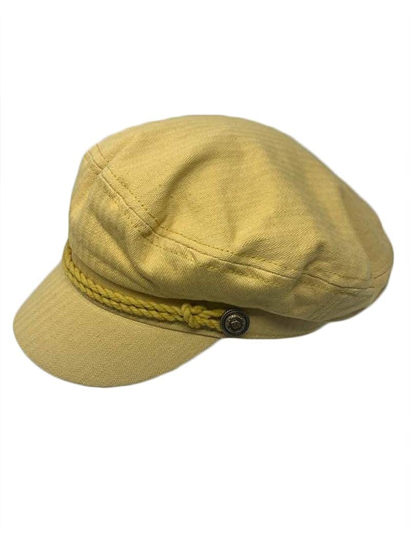 Skullies & Beanies Women's 100% Cotton Herringbone Fishermen's Cap - Mustard - CZ18OATXC2D $14.62