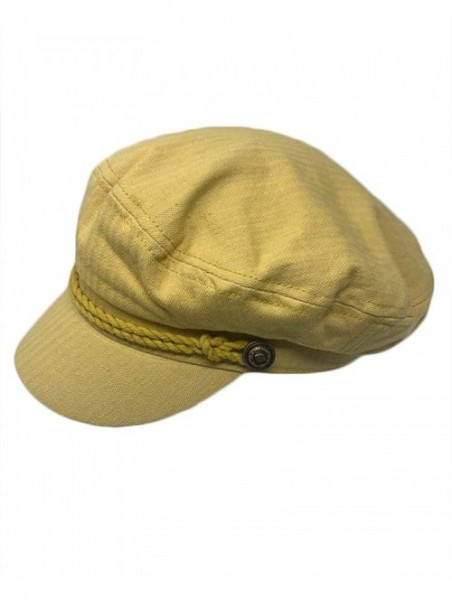 Skullies & Beanies Women's 100% Cotton Herringbone Fishermen's Cap - Mustard - CZ18OATXC2D $14.62