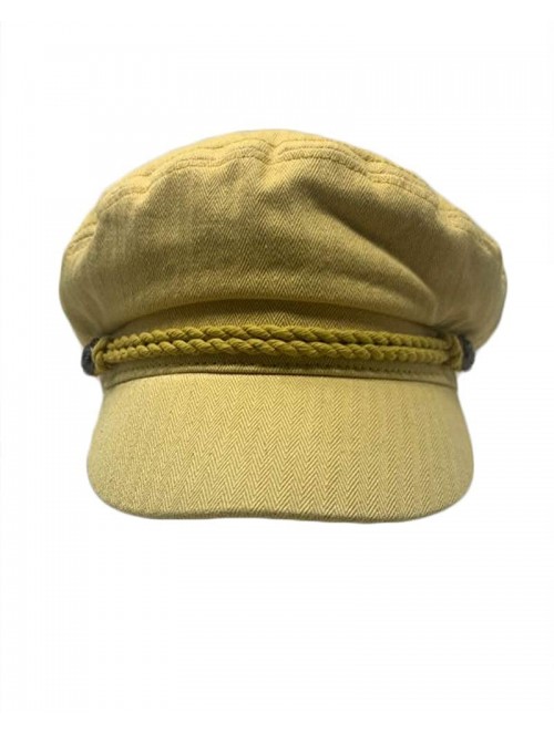 Skullies & Beanies Women's 100% Cotton Herringbone Fishermen's Cap - Mustard - CZ18OATXC2D $14.62