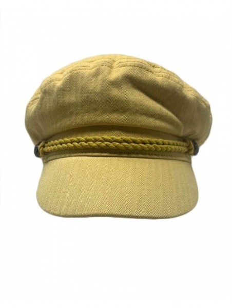 Skullies & Beanies Women's 100% Cotton Herringbone Fishermen's Cap - Mustard - CZ18OATXC2D $14.62