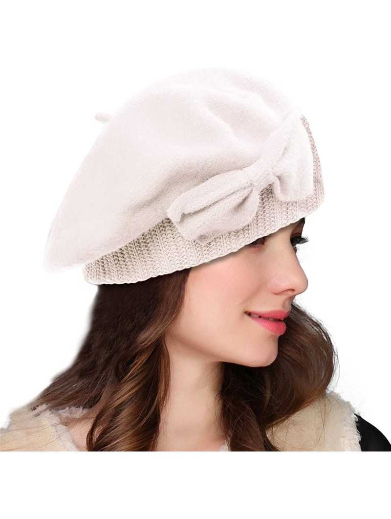 Berets Womens 100% Wool Loretta Beret Nipple Beanie Basque Artist Cap A481 - Ivory - CU1898YYUD3 $18.80