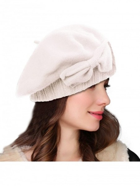 Berets Womens 100% Wool Loretta Beret Nipple Beanie Basque Artist Cap A481 - Ivory - CU1898YYUD3 $18.80