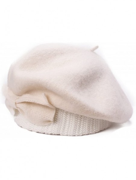 Berets Womens 100% Wool Loretta Beret Nipple Beanie Basque Artist Cap A481 - Ivory - CU1898YYUD3 $18.80