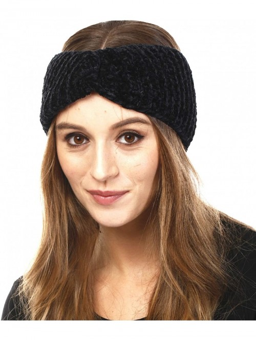 Cold Weather Headbands Women's Winter Soft Warm Knit Head Band Ear Warmer Head Wrap - Poly Twisted - Black - CH18IOM05GG $10.00