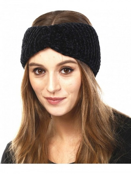 Cold Weather Headbands Women's Winter Soft Warm Knit Head Band Ear Warmer Head Wrap - Poly Twisted - Black - CH18IOM05GG $10.00