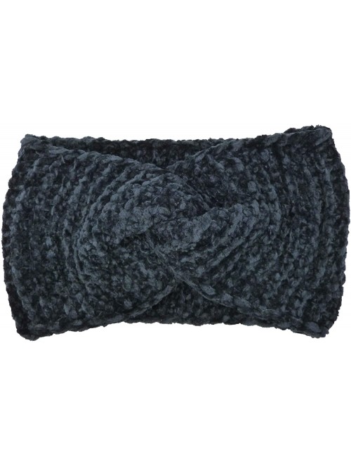 Cold Weather Headbands Women's Winter Soft Warm Knit Head Band Ear Warmer Head Wrap - Poly Twisted - Black - CH18IOM05GG $10.00