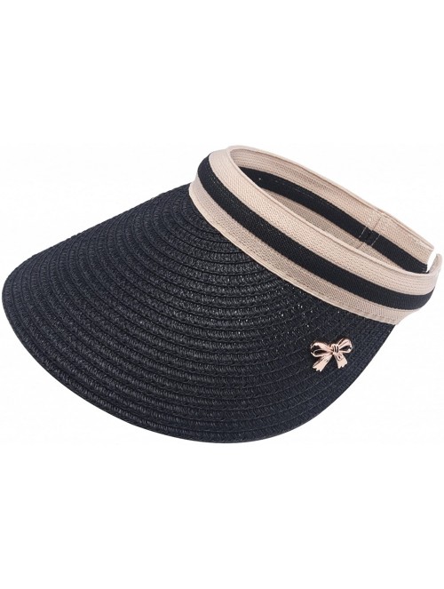 Sun Hats Women Shade Cap Empty Top Chapeau Sunscreen Hat Beach Hats Sun Visor Caps - Black - C017YHG620I $23.86