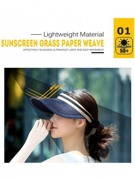 Sun Hats Women Shade Cap Empty Top Chapeau Sunscreen Hat Beach Hats Sun Visor Caps - Black - C017YHG620I $23.86