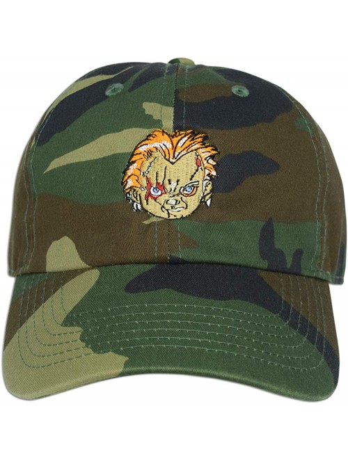 Baseball Caps Play Time Chucky Dad Hat Custom Embroidered Child's Play Dad Cap - Woodland Camo - CI188L6NAHI $14.81