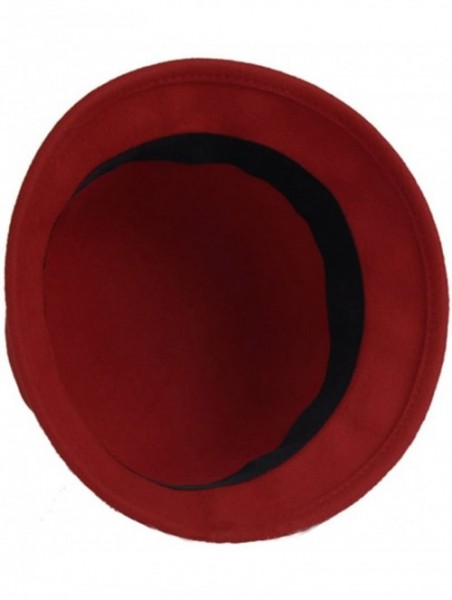 Fedoras Women's Roll-up Brim Bowler Hat Wool Felt Fedora Hat Panama Jazz Hat - Drakred - CP182OE6OAM $18.50