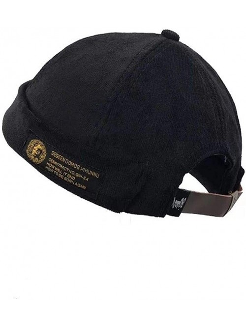 Skullies & Beanies Vintage Unisex Cotton Watch Cap Corduroy Brimless Beanie Hat Men Hats 003 - Black - C818NGUD0NH $15.95