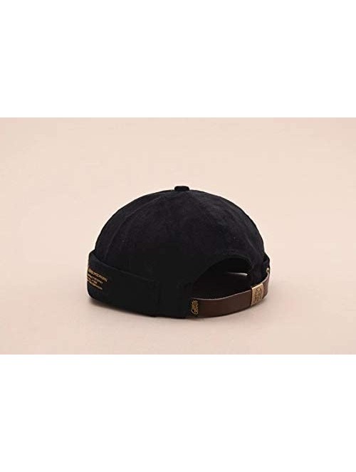 Skullies & Beanies Vintage Unisex Cotton Watch Cap Corduroy Brimless Beanie Hat Men Hats 003 - Black - C818NGUD0NH $15.95