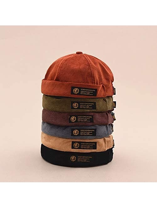 Skullies & Beanies Vintage Unisex Cotton Watch Cap Corduroy Brimless Beanie Hat Men Hats 003 - Black - C818NGUD0NH $15.95