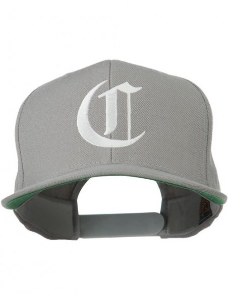 Baseball Caps Large Old English C Embroidered Flat Bill Cap - Silver - CJ11MJ3N4O7 $37.79