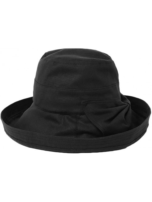 Sun Hats Women's UPF 50+ Foldable Linen Hat Big Brim with Big Bowknot - Black - C6185I37GM7 $18.73