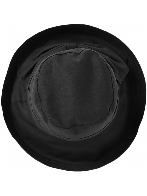 Sun Hats Women's UPF 50+ Foldable Linen Hat Big Brim with Big Bowknot - Black - C6185I37GM7 $18.73