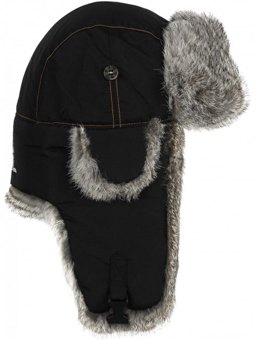 Skullies & Beanies Original Balaclavas Headwear- Black with Grey Rabbit Fur- XX-Large - C2116YDJNYN $54.06