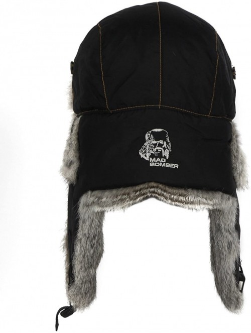 Skullies & Beanies Original Balaclavas Headwear- Black with Grey Rabbit Fur- XX-Large - C2116YDJNYN $54.06