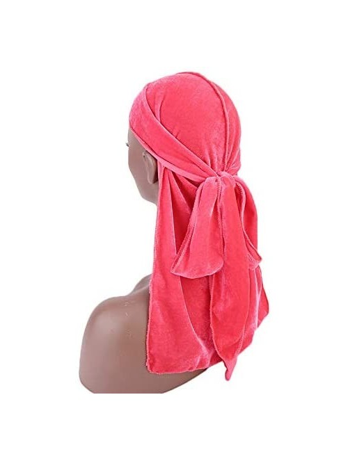 Skullies & Beanies Velvet Men's Women's Du-Rag-Premium Quality-Wave Cap-Durag Headwrap 360 Waves Long Straps - Fluorescence P...