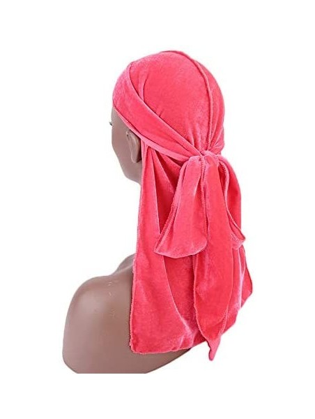 Skullies & Beanies Velvet Men's Women's Du-Rag-Premium Quality-Wave Cap-Durag Headwrap 360 Waves Long Straps - Fluorescence P...