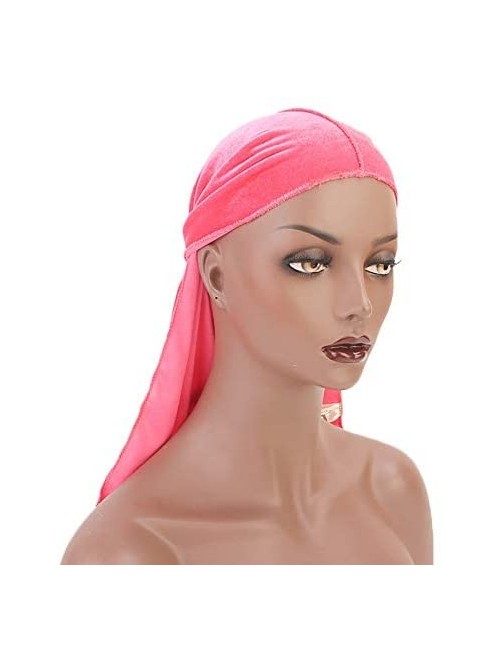 Skullies & Beanies Velvet Men's Women's Du-Rag-Premium Quality-Wave Cap-Durag Headwrap 360 Waves Long Straps - Fluorescence P...