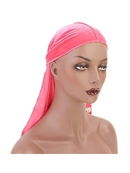 Skullies & Beanies Velvet Men's Women's Du-Rag-Premium Quality-Wave Cap-Durag Headwrap 360 Waves Long Straps - Fluorescence P...