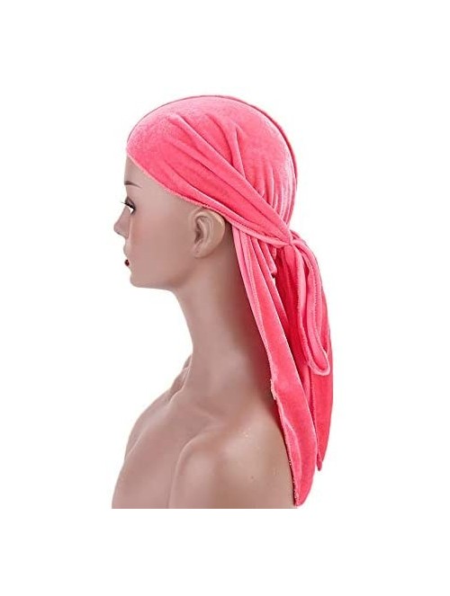 Skullies & Beanies Velvet Men's Women's Du-Rag-Premium Quality-Wave Cap-Durag Headwrap 360 Waves Long Straps - Fluorescence P...