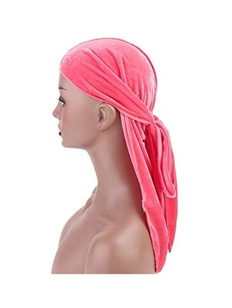 Skullies & Beanies Velvet Men's Women's Du-Rag-Premium Quality-Wave Cap-Durag Headwrap 360 Waves Long Straps - Fluorescence P...