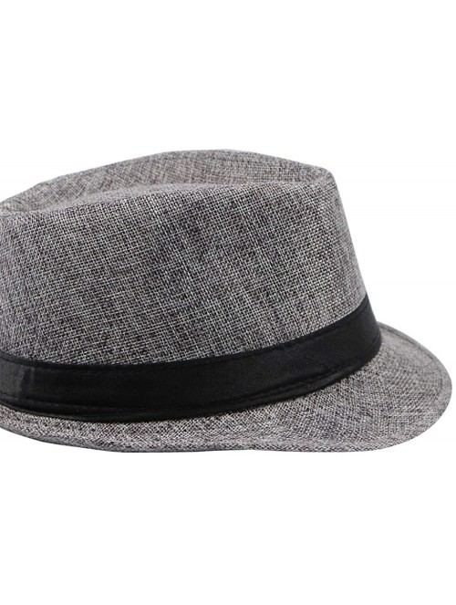 Fedoras Classic Jazz Hat Men's Breathable Linen-Fedora Hat & Stylish Hat Band Casual Jazz Cap (10 Color) - A - CL192TYK9SR $1...