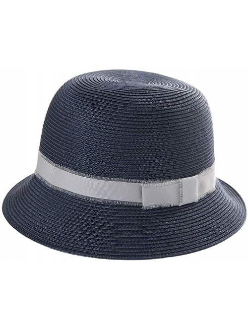 Sun Hats Womens Summer Sun Beach Straw Hats UPF Protective Panama Fedora Outdoor Patio - 00747_navy Blue - CN18TKANKDI $21.25