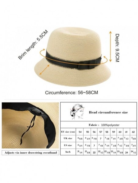 Sun Hats Womens Summer Sun Beach Straw Hats UPF Protective Panama Fedora Outdoor Patio - 00747_navy Blue - CN18TKANKDI $21.25