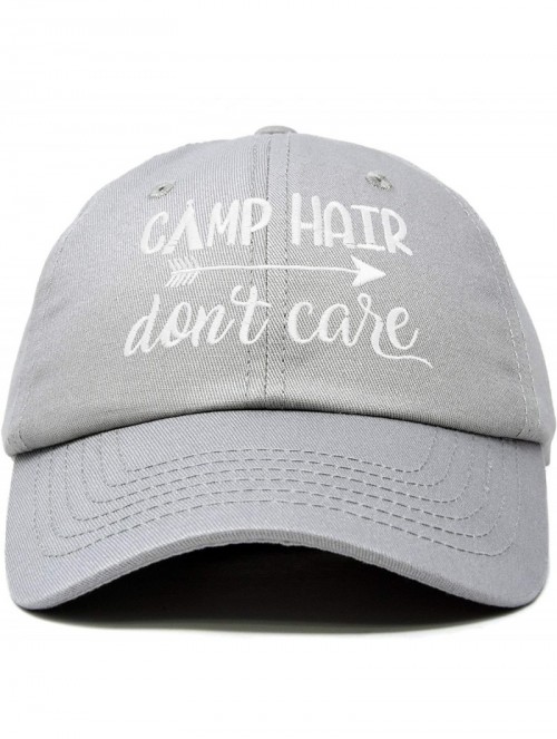 Baseball Caps Camp Hair Don't Care Hat Dad Cap 100% Cotton Lightweight - Gray - CH18S045KOW $15.27