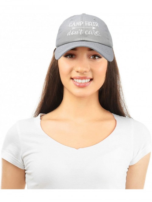 Baseball Caps Camp Hair Don't Care Hat Dad Cap 100% Cotton Lightweight - Gray - CH18S045KOW $15.27